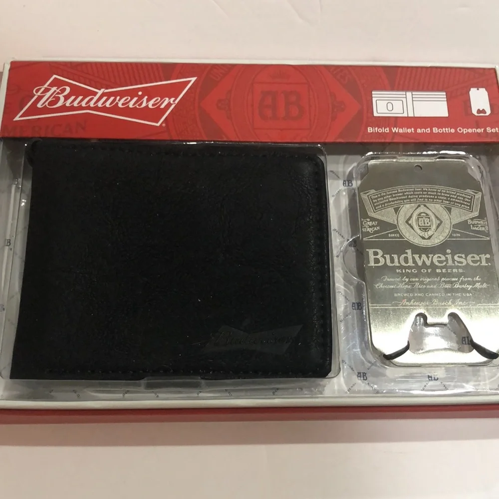 Budweiser bifold wallet‎ and bottle opener set for men new